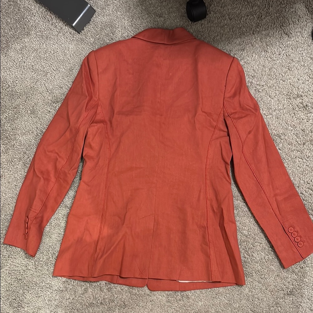 Women’s Rust Red Linen Blend Suit Jacket & Pants Set size 8 pant 6 jacket - Picture 4 of 7